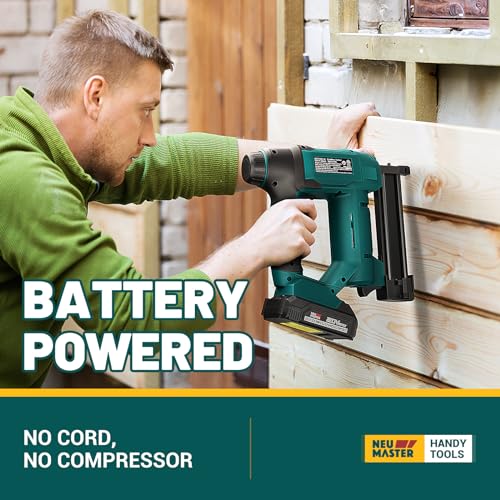 Image of NEU MASTER Nail Gun Cordless with Battery Powered - 18 Gauge 2 in 1 Brad Nailer /Staple Gun, 20V Max. 2.0Ah Battery & Charger, 800 Nails & 200 Staples Included