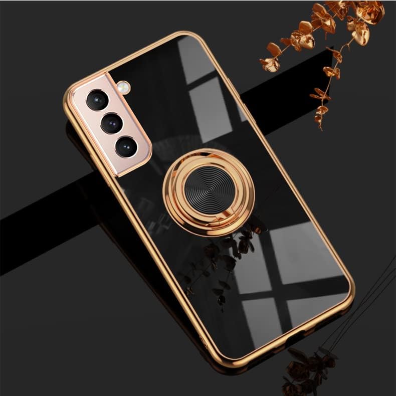 EYZUTAK Electroplated Magnetic Ring Holder Case, 360 Degree with Rotation Metal Finger Ring Holder Magnet Car Holder Soft Silicone Shockproof Cover for Samsung Galaxy S20 FE 5G - Mint Green