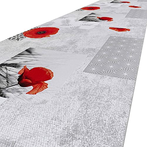 Anro - Tapis de sol - Antidérapant et lavable - Idéal pour la cuisine et le couloir - 180 x 48 cm - Poppy