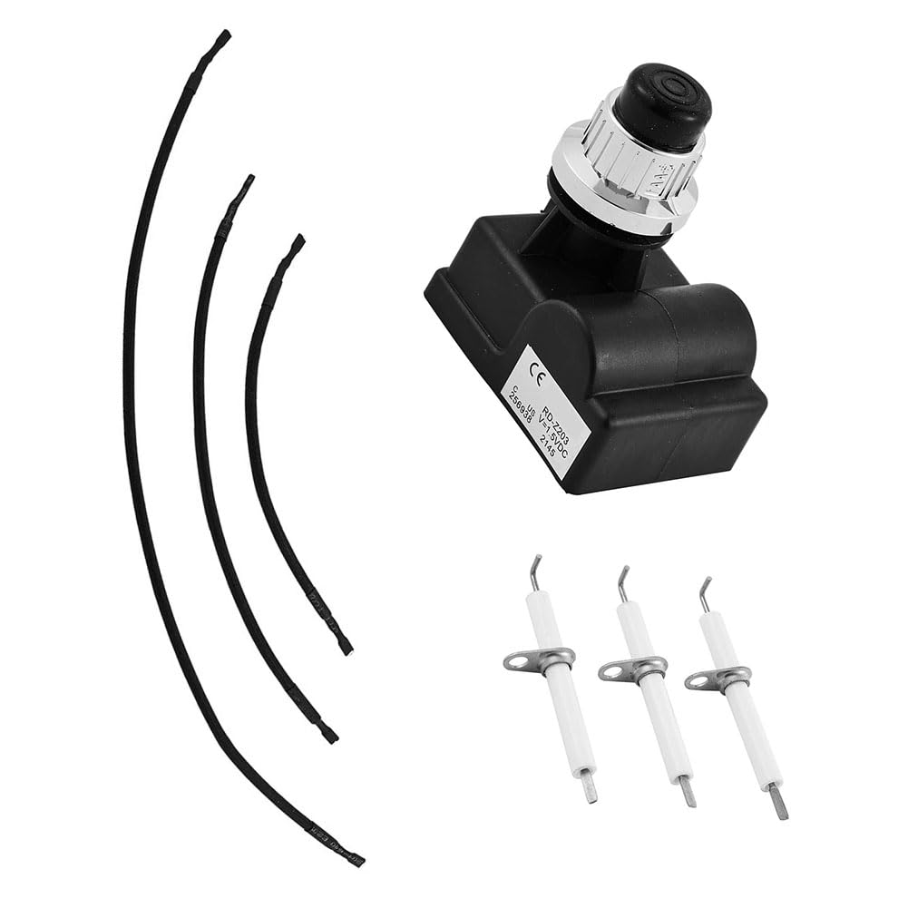 TS-IG3007 Igniter Kit Grill Replacement Parts for Pit Boss Memphis 4-in-1 Grill Push-Button Electronic igniter with 3 Electrodes Ignitor Burner Mounted Electrode 3 Wires