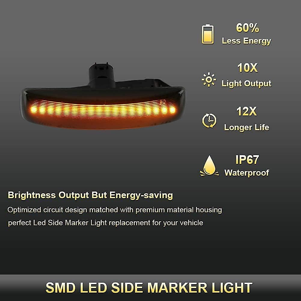 Gempro 2Pcs LED Front Fender Side Marker Light Turn Signal Lamp Assembly Replacement for Range Rover Sport LR3 LR4 Discovery 3/Discovery 4 LR2 Freelander 2