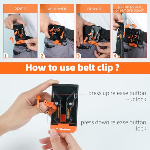 MELOTOUGH Small Electrician Tool Pouch for Tool Belt with Belt Clip Attachment 9 Pockets Tradesman Tool Bag Pouch with Tape Thong Electrician Tool Holster(Orange 5 MELOTOUGH Small Electrician Tool Pouch for Tool Belt with Belt Clip Attachment 9 Pockets Tradesman Tool Bag Pouch with Tape Thong Electrician Tool Holster(Orange - Image 5