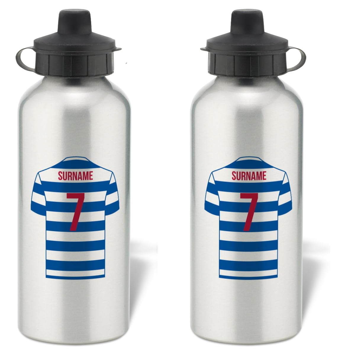 Personalised Football Shirt Design Aluminium Water Bottle for Queens Park Rangers FC fans - 600ml - Silver Bottle