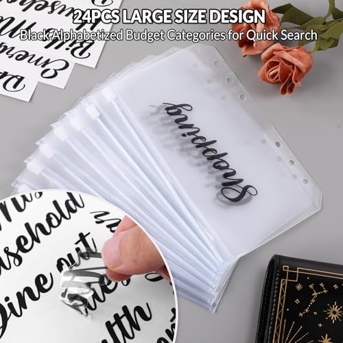 Image of SKYDUE Budget Binder, Money Saving Binder with Zipper Envelopes, Cash Envelopes and Expense Budget Sheets for Budgeting (Black Golden)