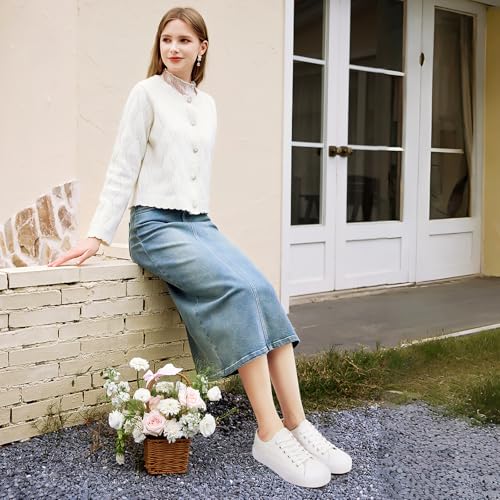 Image of yageyan Womens White Tennis Shoes Low top Canvas Sneakers Women Fashion Shoes for Walking Casual Canvas Comfortable