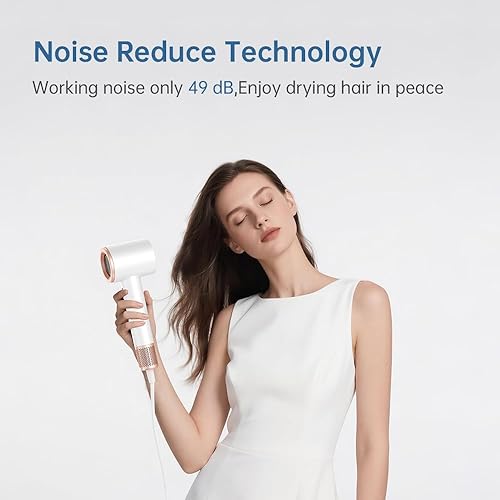 Miniatura 2 de BOWEI Secador de pelo profesional de viaje, motor sin escobillas de 110000 RPM, silencioso 49 dB, ligero 0.83 libras, iones negativos, secado rápido