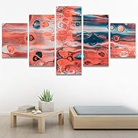 SIGNWIN 5 Panel Canvas Wall Art Abstract Closeup Digital Art Modern Artwork for Home Decorations Ready to Hang - 60