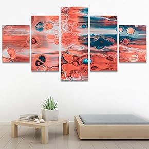 SIGNWIN 5 Panel Canvas Wall Art Abstract Closeup...