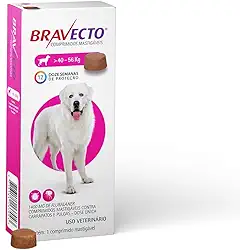 Bravecto® Cães 1400mg - Antipulgas e Carrapatos - Cães de 40 a 56kg - 1 Comp. Mastigável - MSD Saúde Animal