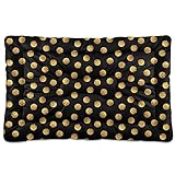 Coikll Polka Dot Black & Gold Pet Bed Pad Soft Dog Bed Mat with Anti-Slip Bottom, Machine Washable Crate Pad Mattress for Dog Sleeping- 36'' x 24''