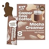 Copper Cow Coffee Sweetened Mocha Milk Creamer Singles (8 pack) | Vietnamese Inspired Coffee Creamer, All Natural Creamer Packets for Pour Overs & Lattes | No Refrigeration Needed, Travel Friendly