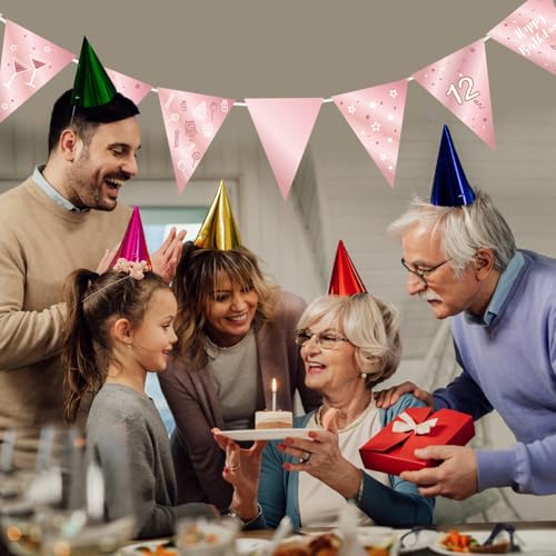 BRT Bearingshui 12th Birthday Decoration Kit, Happy 12th Birthday Banner Bunting Swirls Streamers, T