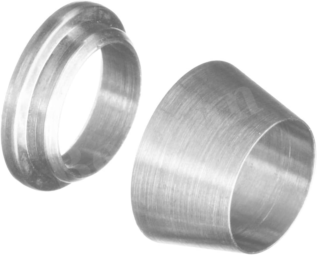 304 Stainless Steel Compression Fitting Ferrule Sleeve 3/8" Tube OD Double Ferrule Rings Tubing Fitting（Pack of 5)