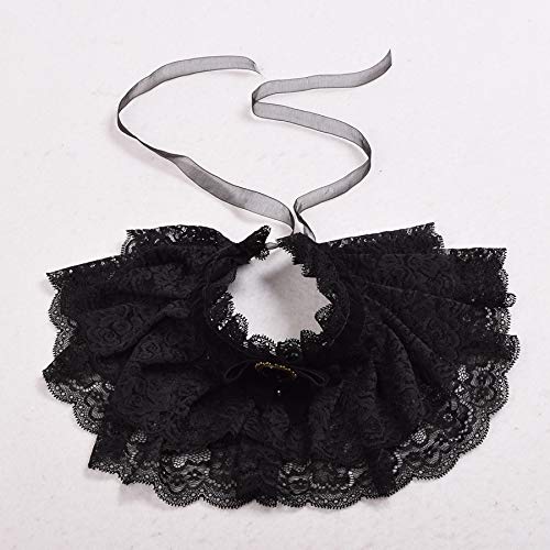 Collier ébouriffé détachable col amovible dentelle noire fait main - 3