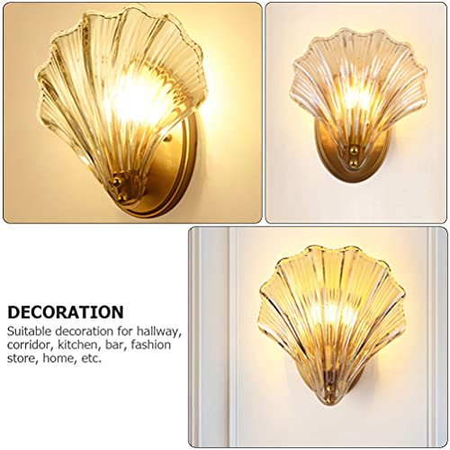 Image of OSALADI Crystal Wall Sconce Lighting American Style Nautical Sea Shell Modern Wall Lamp Indoor Hallway Sconce Light Fixtures for Bedroom Living Room Decor