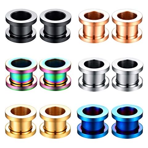 CABBE KALLO 12pcs Ear Gauges Stretching Kit 2mm-22mm Tunnels Stainless Steel Screw on Double Flared Expander Set - Body Piercing Jewelry for Men Women Gauge Stretch Kit,8G(3mm) Cover