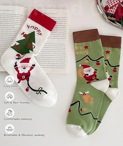 Image of IIG Womens Novelty Cotton Crew Socks Cute Animals Socks Fun Flower Socks (fit women's shoe size 5-9)