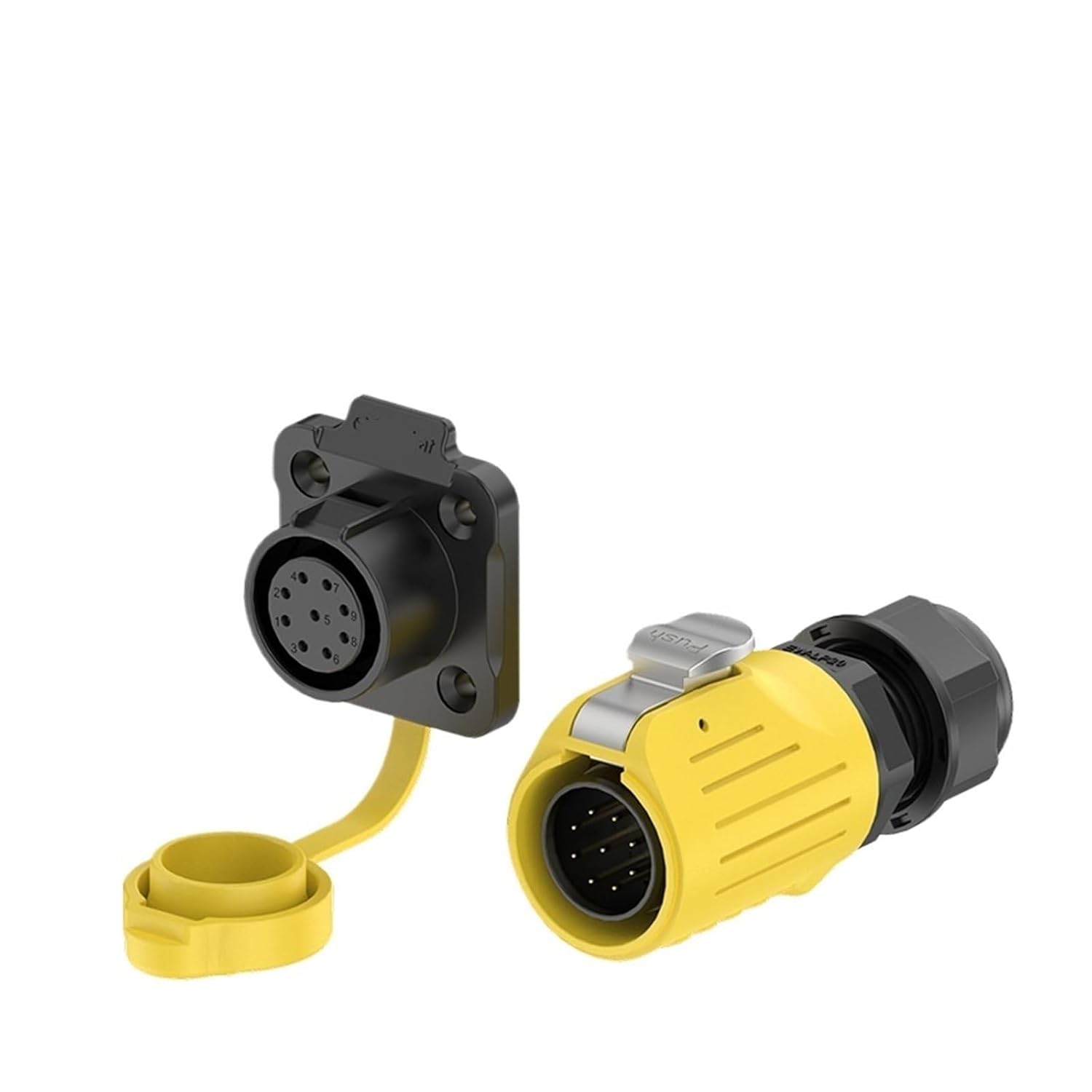 Waterproof Aviation EW-LP20 Flange Plastic 2-14 core Welding Yellow led Screen Power Industrial Connector(EW-LP20-9P 5A)