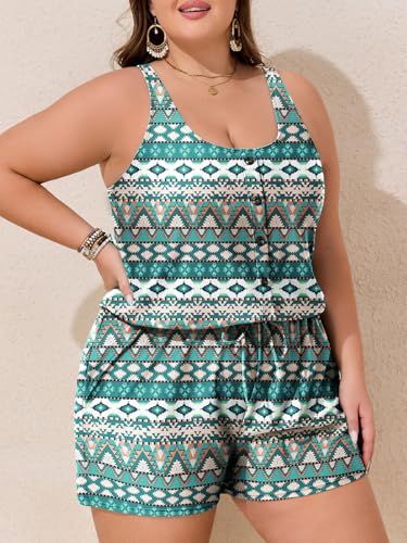 Image of Summer Mae Plus Size Swim Romper One Piece Swimsuit Women Blouson Bathing Suit with Pockets 2026 Modest Swimwear