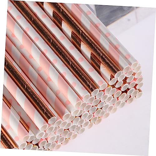 Pitillos biodegradables de papel color oro rosa 150 pcs miniatura 4