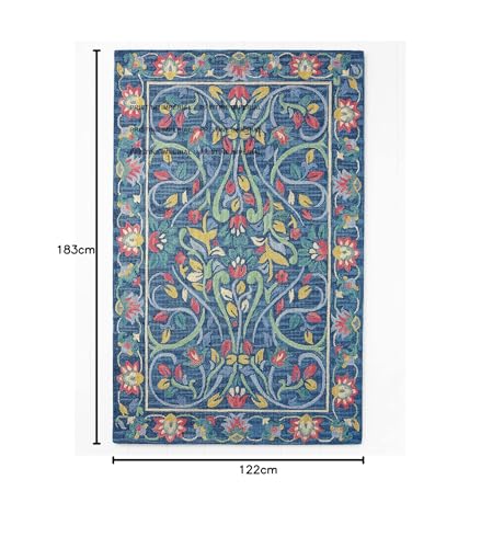 Image of Modern Floral Hand Tufted Loop Pile Carpet for Living Room & Bedroom Green & Multi Colour 4x6 Feet Carpet