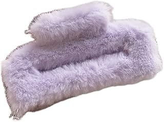 ECIF Soft Furry Hair Claw Clip for Women – Strong Grip, Non-Slip Hair Accessory for Girls & Ladies | Fluffy Hair Clamps for All Hair Types (PURPLE)