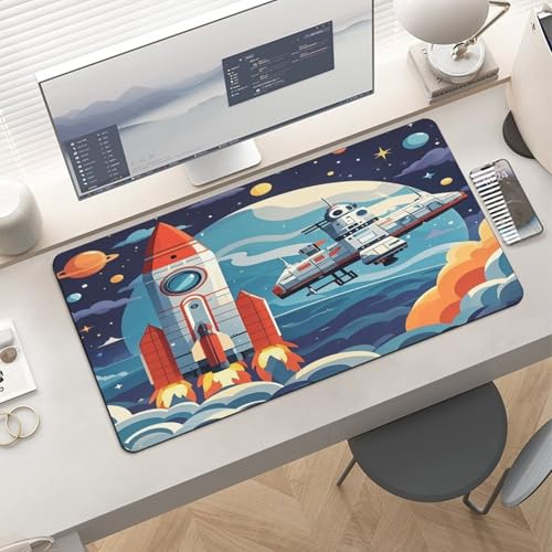 Rocket Clipart Space Ship Desk Pad Large Office Desk Mat miniatura 6