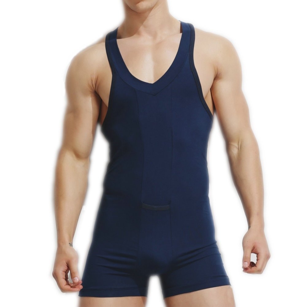Men's Cotton Tank top One Piece Wrestling Singlet Bodysuit Leotard Underwear