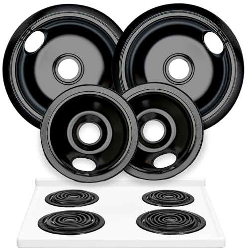 Electric Stove Drip Pans Set of 4 (2 x 6-Inch & 2 x 8-Inch) Replacement Stove Drip Pans for Electric Stove Compatible with 318067041 & 318067051, Frigidaire, Kenmore, Tappan & More