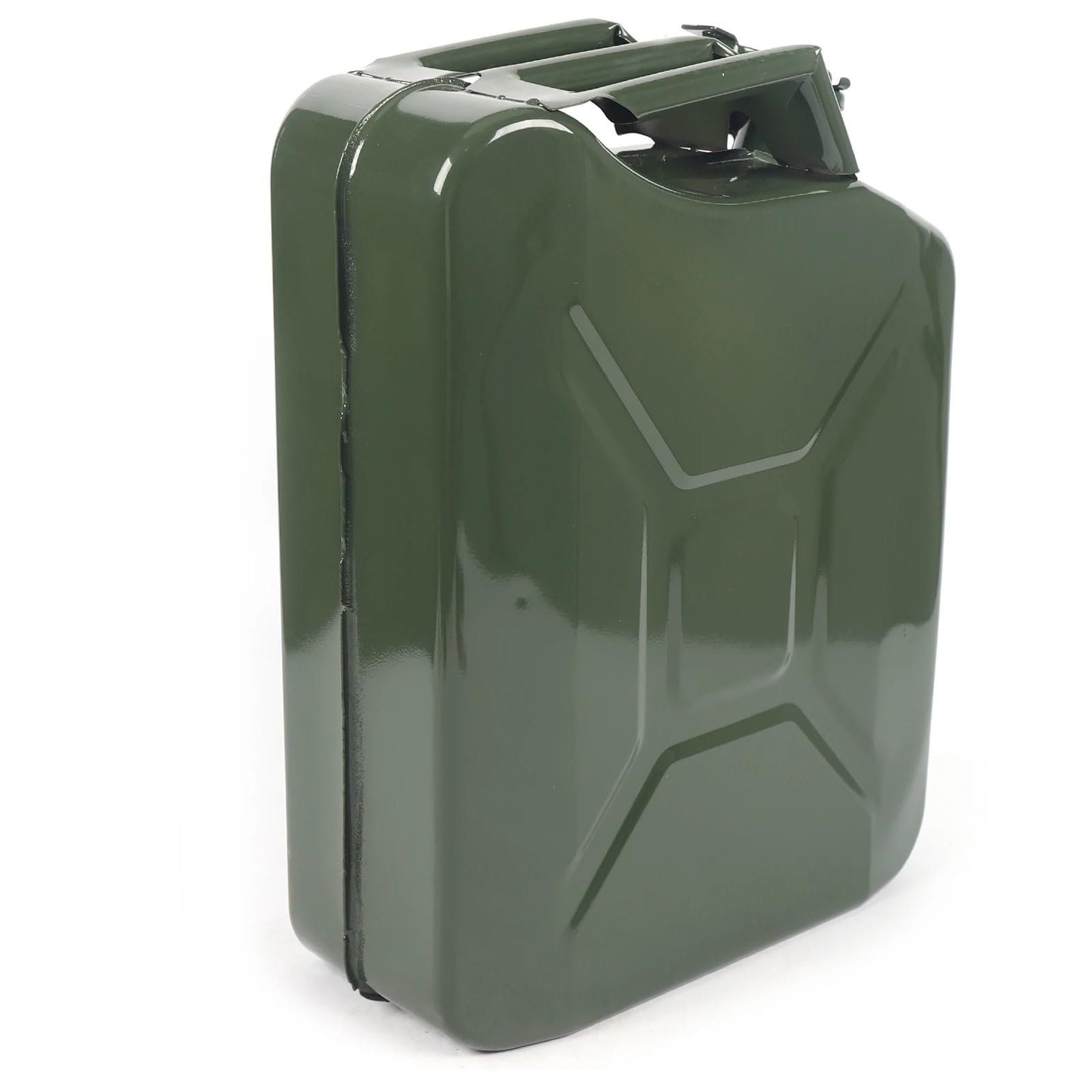 Benzinkanister 20-Liter-Benzinkanister aus Metall, grün, mit Kraftstoffbehälter und Ausgießsystem, Benzineimer aus kaltgewalztem Blech, Benzintank, Dieselkanister