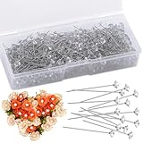 ZXIIXZ 400 Pcs Diamond Boutonniere Pins, 2.1 Inch Flower Pins Straight Pins Diamond Rhinestones Head Corsage Diamond Pins for Bouquets, Boutonniere Pins for Flower Bouquets for Wedding DIY Decoration