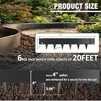 20ft. Galvanized Steel Landscape Edging (6-Pack) – 40" x 8" Metal Garden Border, Hammer-in Lawn Edging for Landscaping, Tree Rings, Yard & Pathway – Black Steel Lawn Edge for Garden Design — image 2