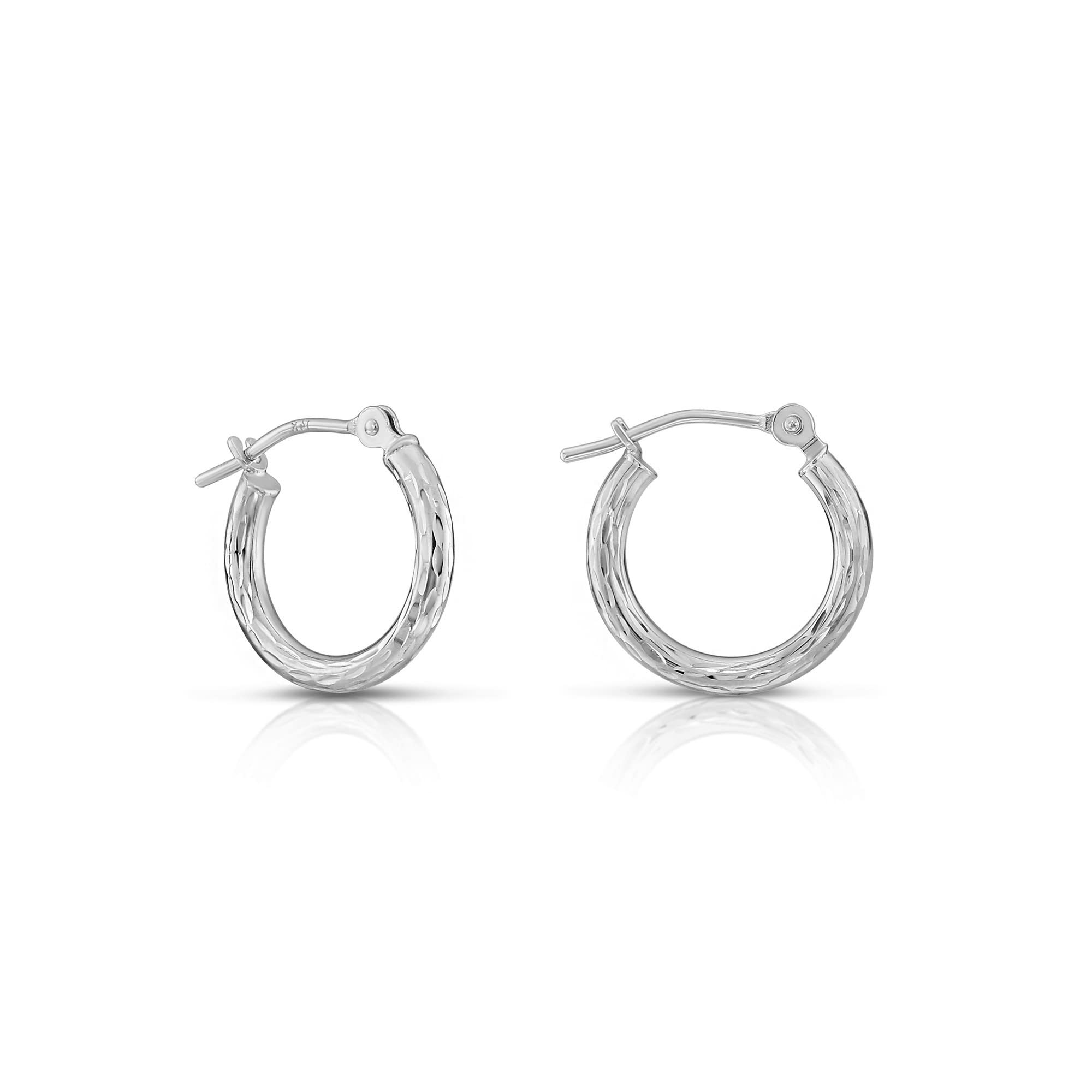 NY Gold & Silver Diamond-Cut Hoop Earrings