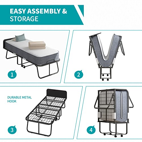 Balus Folding Bed With Mattress For Adults, Roll Away Bed With 5" Memory Foam Mattress, 75" X 31" Portable Fold Up Guest Bed, Sturdy Bed Frame With Dustproof Bag & Baffle (Upgrade With Cover) #TOP3