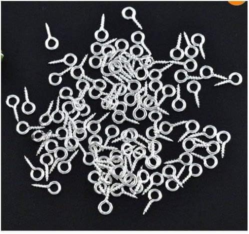 100 x Silver Plated 8mm x 4mm Screw Eye Bails Jewellery Craft Findings (Crafts - Jewellery Making Beads - Fashion Charms - Jewelry Accessories - Jewellery Findings) D1