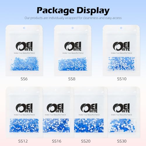 Image of Neon Blue Flatback Rhinestones, Glass Rhinestones for Nail Art and Craft, Glue Fix, Loose Crystal Gemstones(Neon Blue, SS30, 288pcs, 6.4-6.6mm)