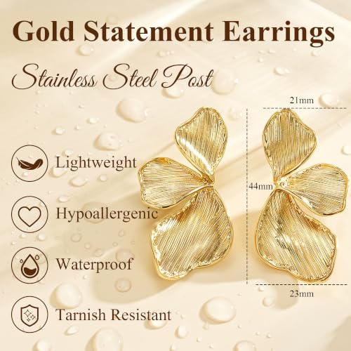 Ritach Statement Earrings for Women - Gold Earrings Dangle Flower Earrings - image 5
