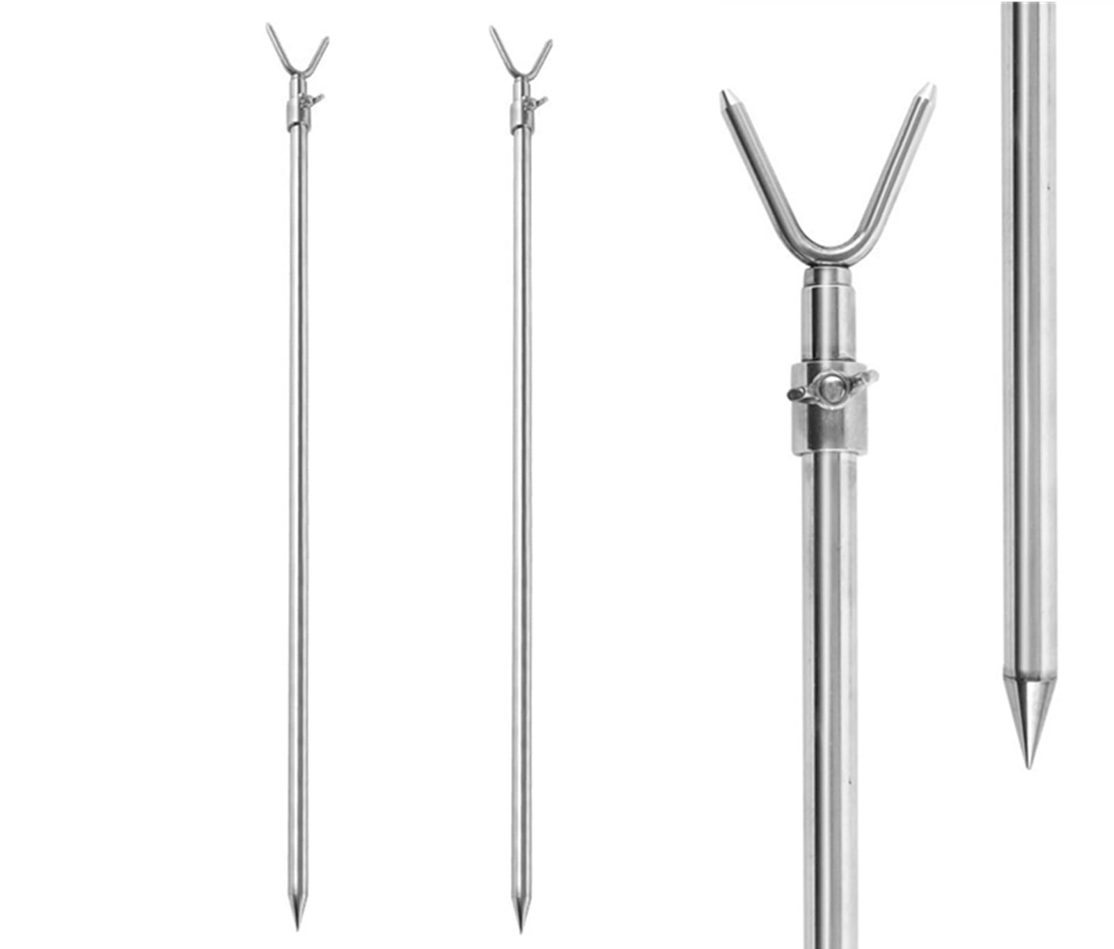 Fishing Bank Stick Stainless Steel: 83-153cm Telescopic Carp Fishing Bankstick Rod Rest Set of 2