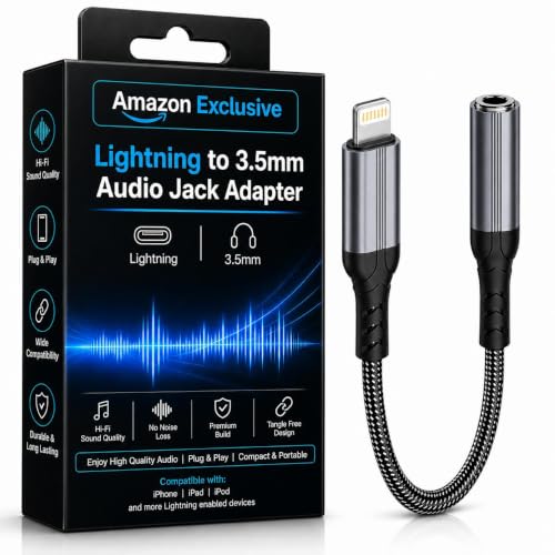 Image of Elebase Lightning to 3.5mm Headphone Adapter | AUX Audio Jack Converter Compatible for iPhone 14 /13 /12 /11 /X /8 | Hi-Fi Sound Quality | Durable Metal Design | iOS Compatible, Warranty