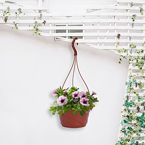 Yardwe Plastic Hanging Flower Plant Holders Pots Hanging Fence Railing Wall Planter Plant Containers For Outdoor Indoor Balcony Garden Decoration 10 Sets Coffee #TOP6