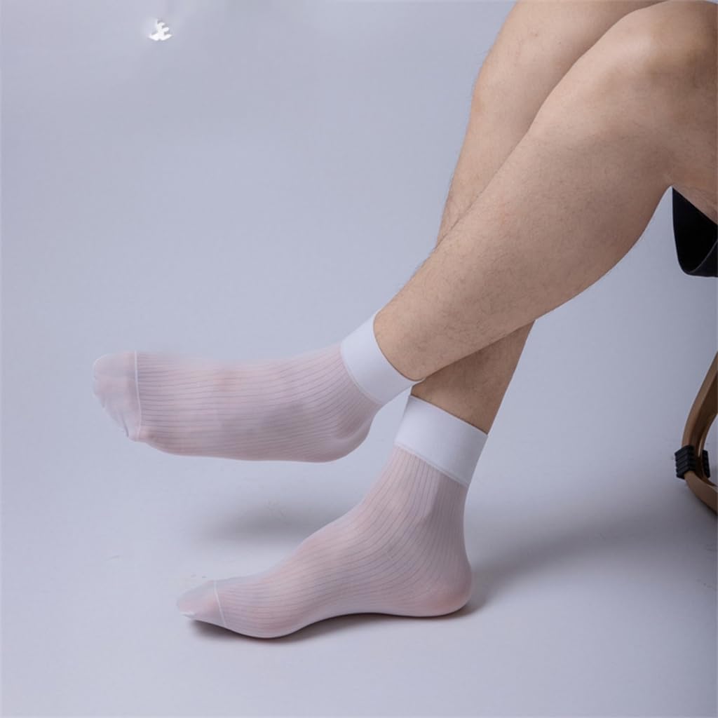 Men's Sheer Business Dress Socks Comfortable Breathable Elastic Formal Suit Short Tube Nylon Ankle Socks