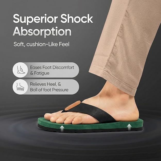 Image of ORTHO JOY Men's Orthopedic Flip Flop Sandals, Comfortable Cushioned Toe Post Slippers with Supportive Footbed.