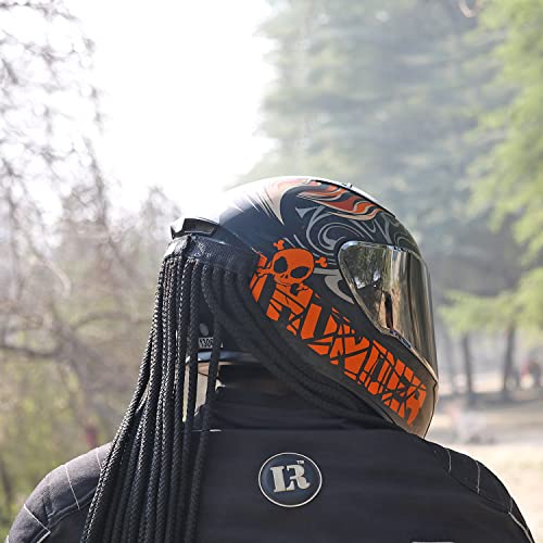 Image of Grandbiker Polyester Universal Design Predator Dreadlocks /Add-On Hair Attachment for Rider Helmet, Black and Neon 6 mm predator with 24 hair length ( Helmet not incluted)