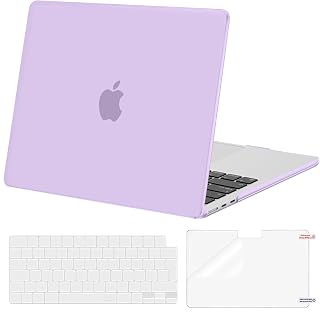 MOSISO Case Compatible with MacBook Air 13.6 inch 2024-2022 M3 A3113 M2 A2681 with Liquid Retina Display Touch ID, Plastic Hard Case and Keyboard Cover, Purple