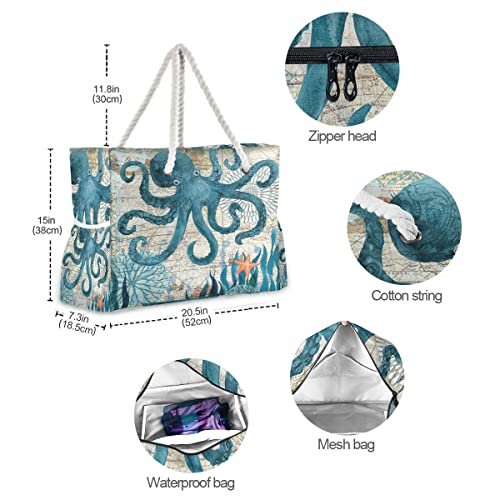 senya Large Beach Bags Totes Canvas Tote Shoulder Bag Soft Wave Water Resistant Bags for Gym Travel Daily Ocean4