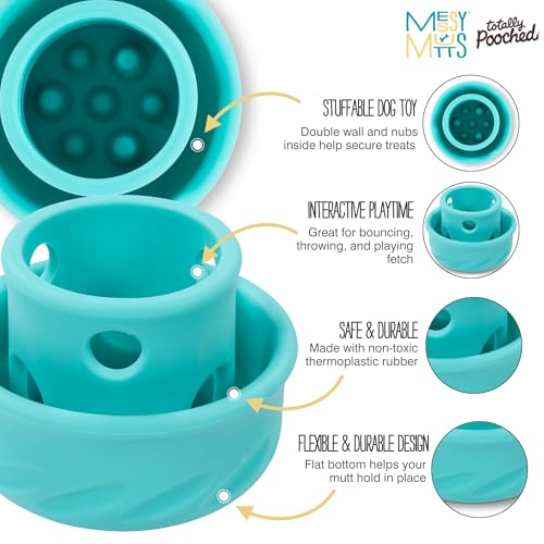 Messy Mutts Totally Pooched Puzzle 'n Play Mushroom (Small) | Interactive Treat Puzzle Toy for Dogs | Durable 3.25”” x 2.5” TPR Dog Toy | Teal