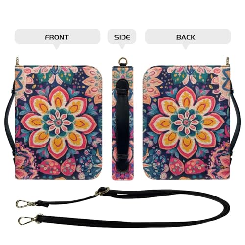 Personalized PU Bible Cover with Strap Church Book Cover,Custom Carrying Book Case Bible Protective 6