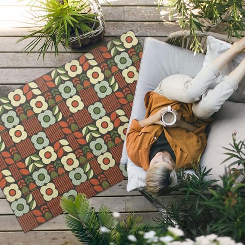 Tapis de sol vinyle 100x150 fleurs folkloriques pour extérieur