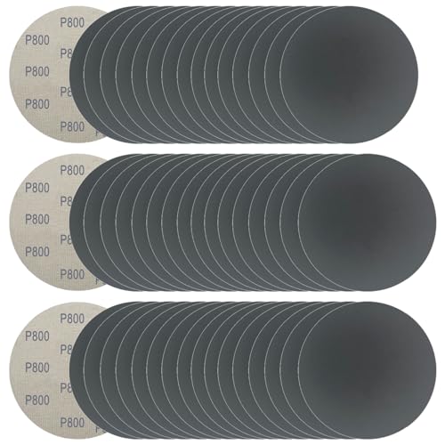 Image of 6 Inch 50 Pcs Wet Dry Sanding Discs Hook and Loop, 800 Grit Sandpaper Automotive Wood Metal Polishing & Sanding, Silicon Carbide Sand Paper for Random Orbital Sander (Grit 800)
