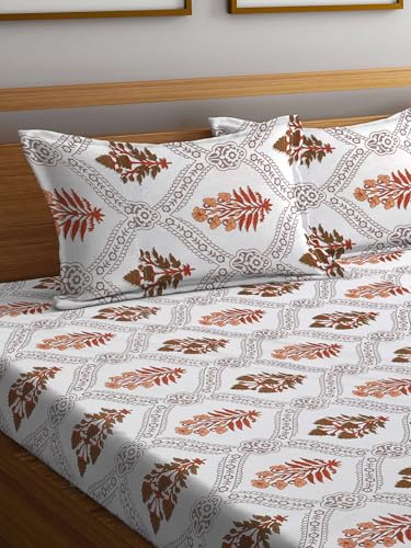 Image of Bombay Dyeing Mimosa 164 TC Microfiber Orange Double Size Bedsheet with 2 Pillow Covers